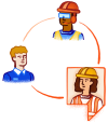 Illustration of three aviation industry workers